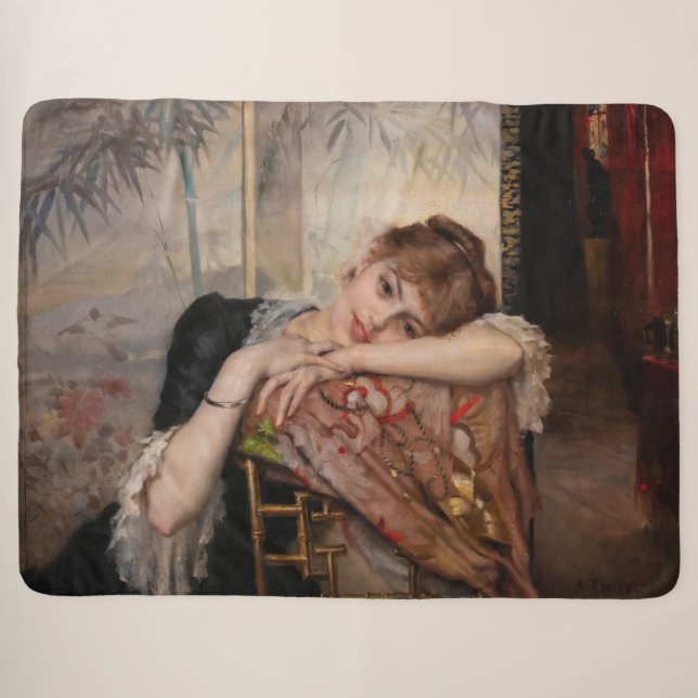 Albert Edelfelt - The Parisienne / Virginie Sherpa Blanket (Front (Horizontal))
