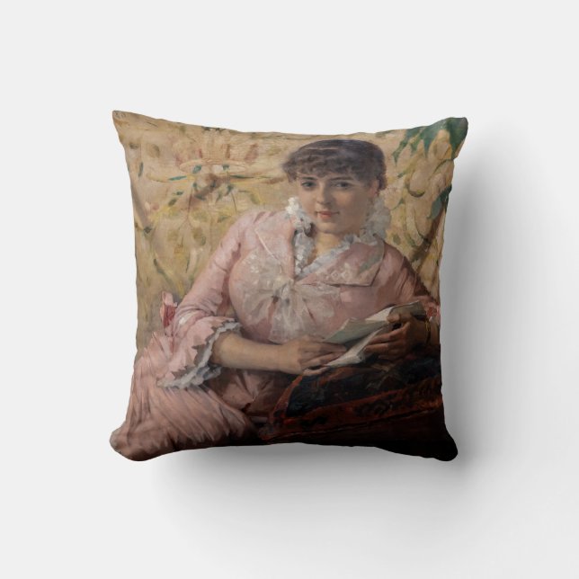 Albert Edelfelt - The Reading Parisienne Throw Pillow (Front)