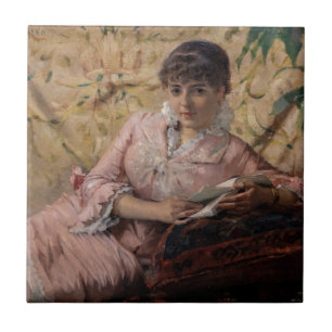 Albert Edelfelt - The Reading Parisienne Tile