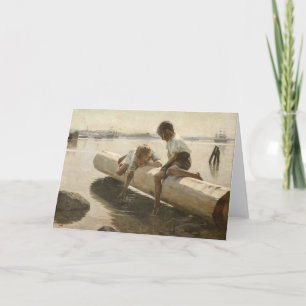 Albert Edelfelt - Two Boys on a Log Card