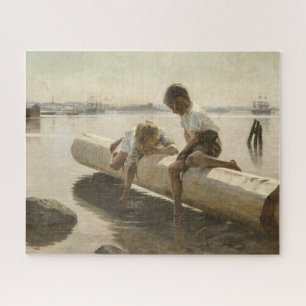 Albert Edelfelt - Two Boys on a Log Jigsaw Puzzle