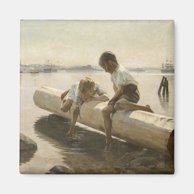 Albert Edelfelt - Two Boys on a Log Magnet (Front)