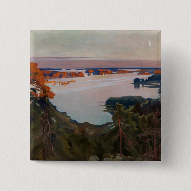 Albert Edelfelt - View over Haikko 2 Inch Square Button (Front)