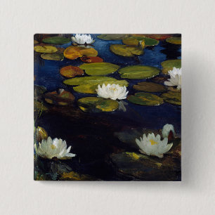 Albert Edelfelt - Water Lilies, Study 2 Inch Square Button