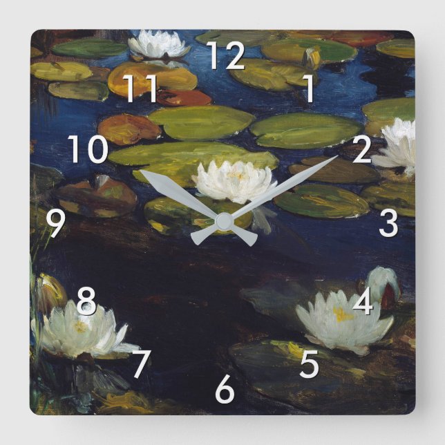 Albert Edelfelt - Water Lilies, Study Square Wall Clock (Front)