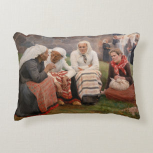 Albert Edelfelt - Women Outside the Church Accent Pillow