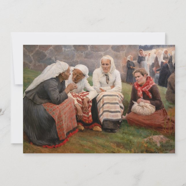 Albert Edelfelt - Women Outside the Church Invitat Thank You Card (Front)