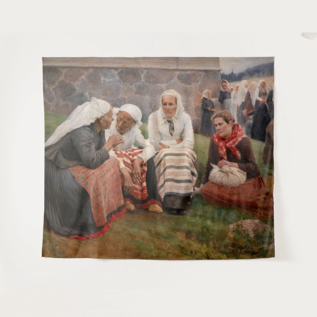 Albert Edelfelt - Women Outside the Church Tapestry (Front (Horizontal))