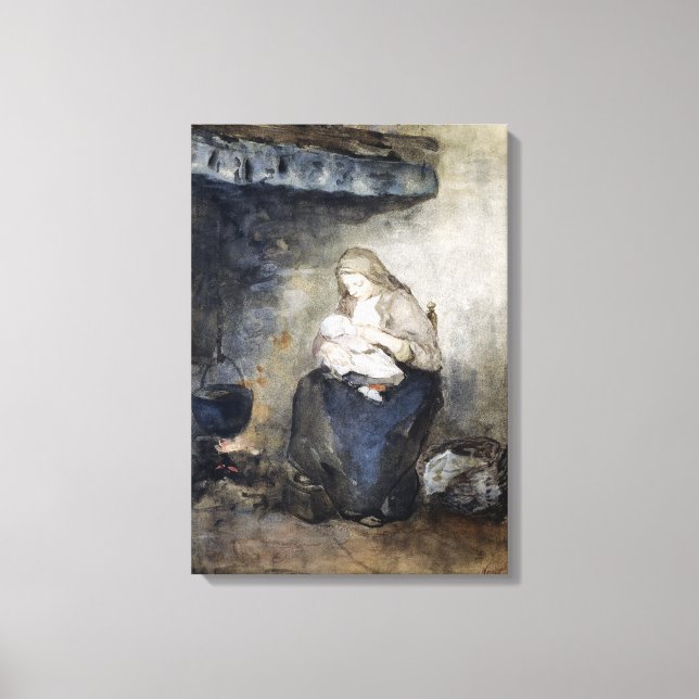 Albert Neuhuys Mother Nursing her Child by the Fir Canvas Print (Front)