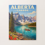 Alberta Canada Canadian Rockies Travel Puzzle<br><div class="desc">Piece together the majesty of the North with this Alberta, Canada jigsaw puzzle. Featuring a detailed, colorful illustration of a mountain lake and the towering Rockies, this puzzle offers a rewarding experience for travel fans and nature lovers alike. The vibrant wildflowers and intricate mountain textures make it a joyful and...</div>