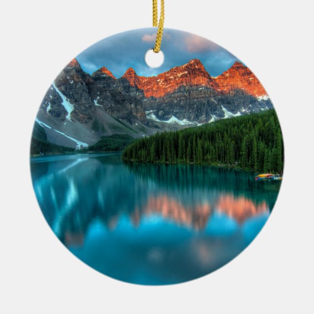 Alberta Canada Lake Louise Summer Adventure Ceramic Ornament (Front)