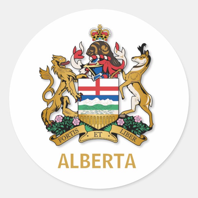 Alberta coat of arms classic round sticker (Front)