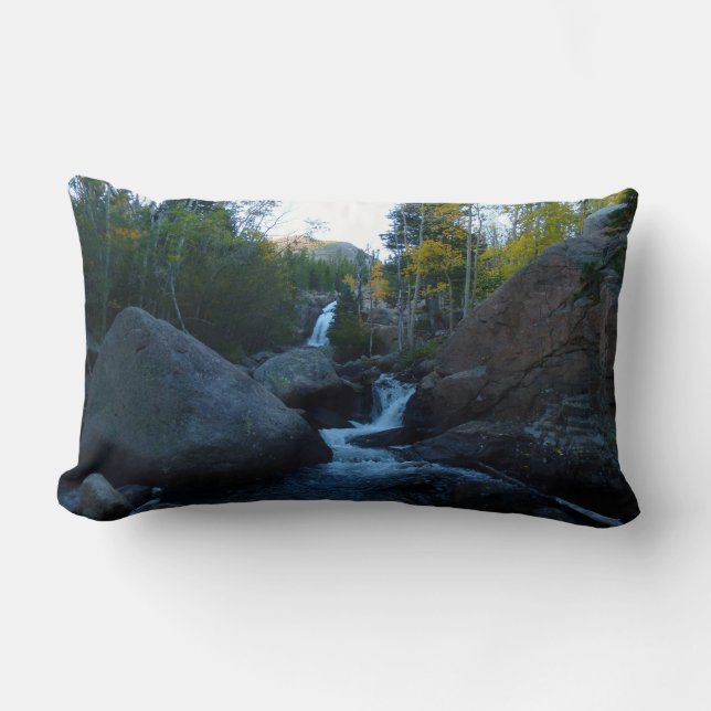 Alberta Falls at Sunrise at Rocky Mountains Lumbar Pillow (Front)