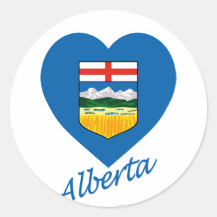 Alberta Flag Heart with Name Classic Round Sticker