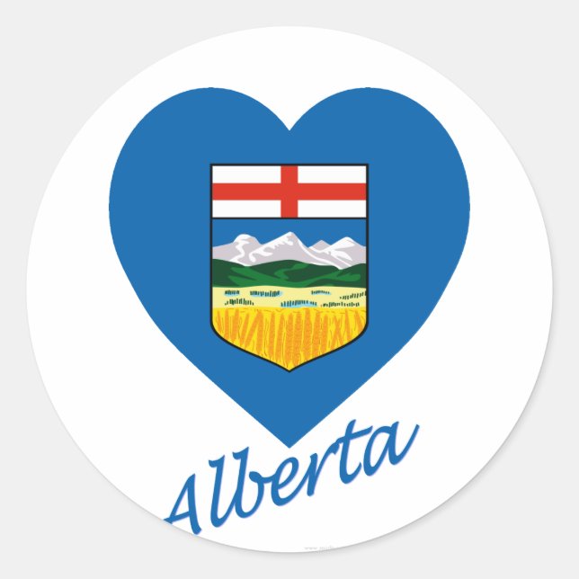 Alberta Flag Heart with Name Classic Round Sticker (Front)