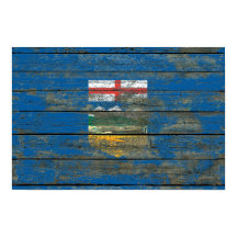 Alberta Flag on Rough Wood Boards Effect