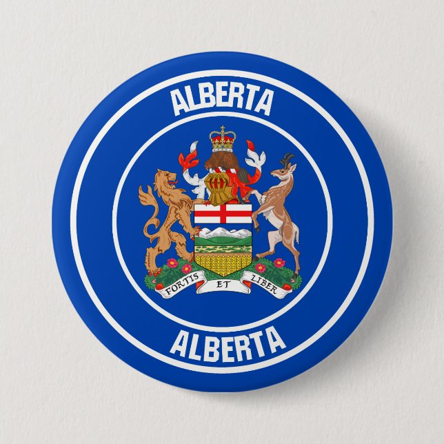 Alberta  Round Emblem 3 Inch Round Button (Front)