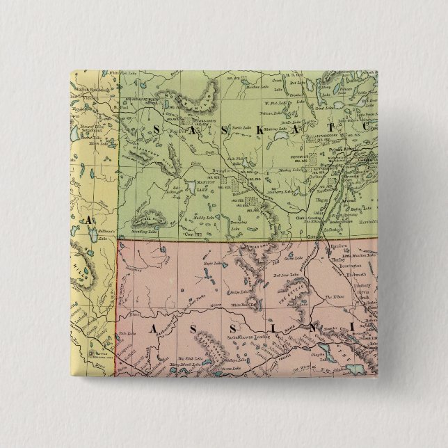 Alberta, Saskatchewan 2 Inch Square Button (Front)