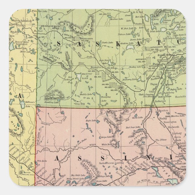 Alberta, Saskatchewan Square Sticker (Front)