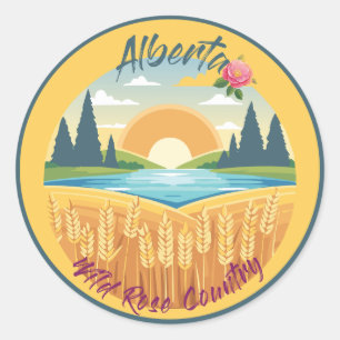 Alberta: Wild Rose Country Classic Round Sticker