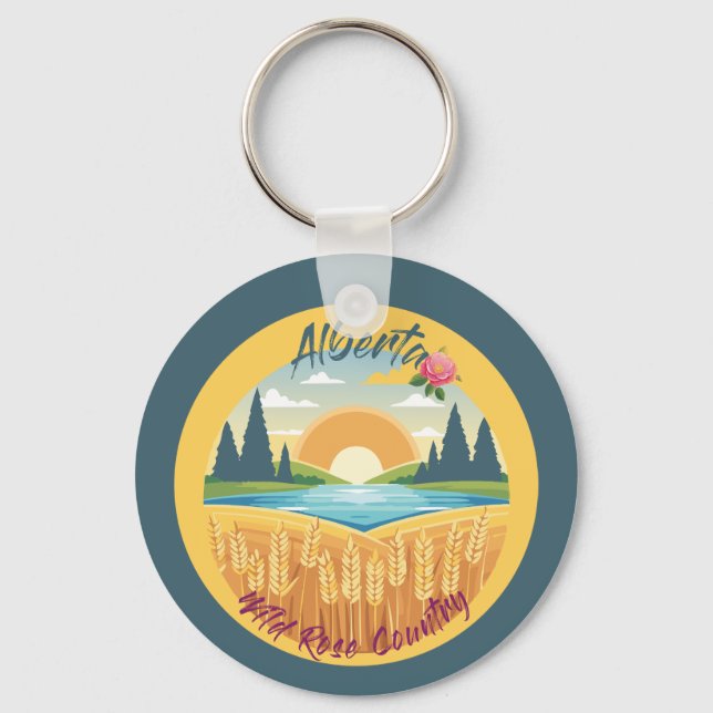 Alberta: Wild Rose Country Keychain (Front)