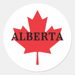 Alberta with Maple Leaf Classic Round Sticker