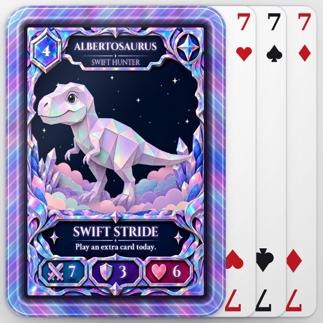 Albertosaurus Dinosaur, Rainbow Foil Art Playing Cards (Creator Uploaded)