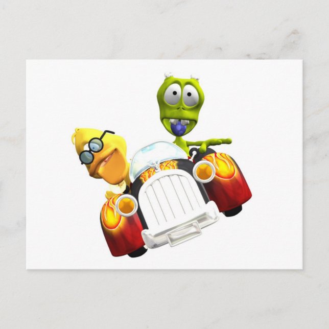 Albie and Frank Hot Roddin' Postcard (Front)