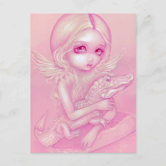 "Albino Alligator Angel" Postcard (Front)