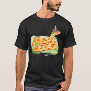 Albino Corn Snake With Unicorn Flowers Funny Snake T-Shirt
