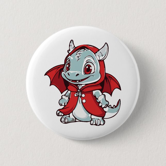 Albino Dragon in Red 2 Inch Round Button (Front)