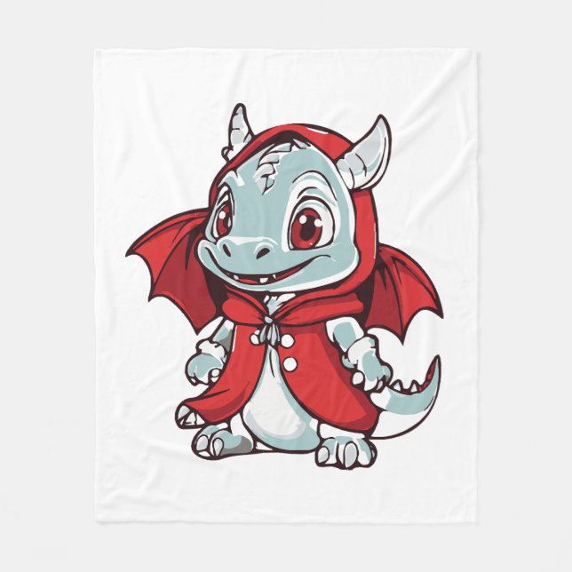 Albino Dragon in Red Fleece Blanket (Front)