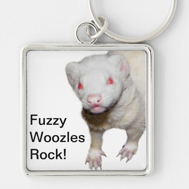 Albino Ferret Picture Keychain (Front)