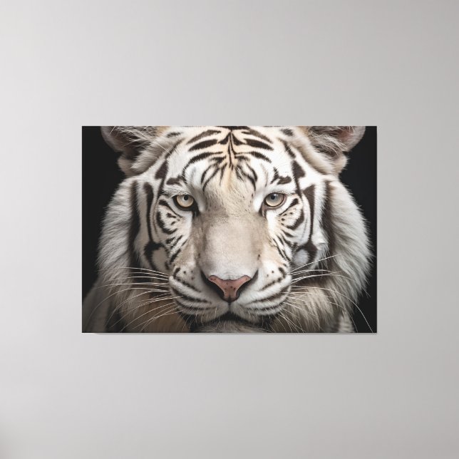 Albino Majesty White Tiger Realism Digital Art Canvas Print (Front)