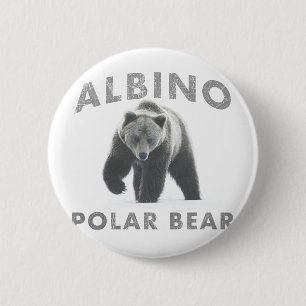 albino polar bear 2 inch round button