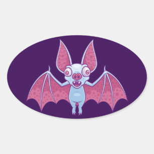 Albino Vampire Bat Oval Sticker