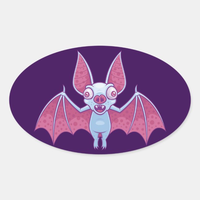 Albino Vampire Bat Oval Sticker (Front)