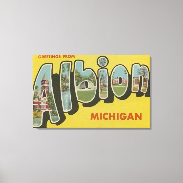 Albion, Michigan - Large Letter Scenes Canvas Print (Front)