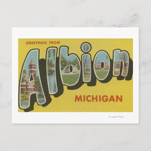 Albion, Michigan - Large Letter Scenes Postcard (Front)