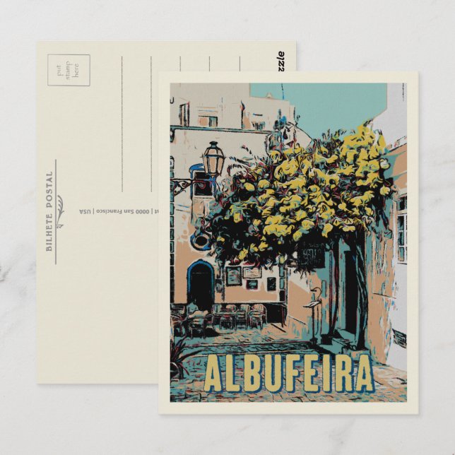 Albufeira Old Town Pictureque View, Algarve Postcard (Front/Back)