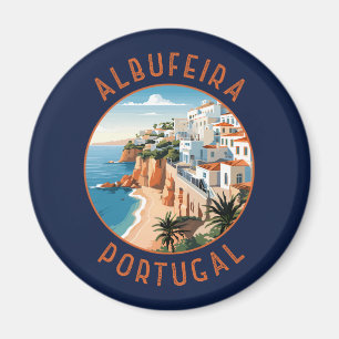 Albufeira Portugal Retro Distressed Circle Magnet