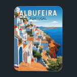 Albufeira Portugal Travel Art Vintage Magnet<br><div class="desc">Albufeira retro vector travel design. Albufeira is a coastal city in the southern Algarve region of Portugal. It’s a former fishing village that has become a major holiday destination.</div>