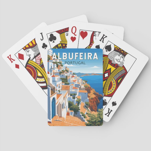 Albufeira Portugal Travel Art Vintage Playing Cards (Back)