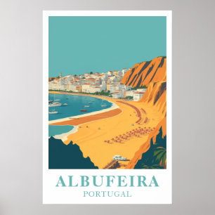 Albufeira Portugal Vintage Travel Beach Art Poster