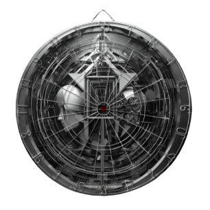 Album artwork, 3d, full hd, black, white, abstract dartboard