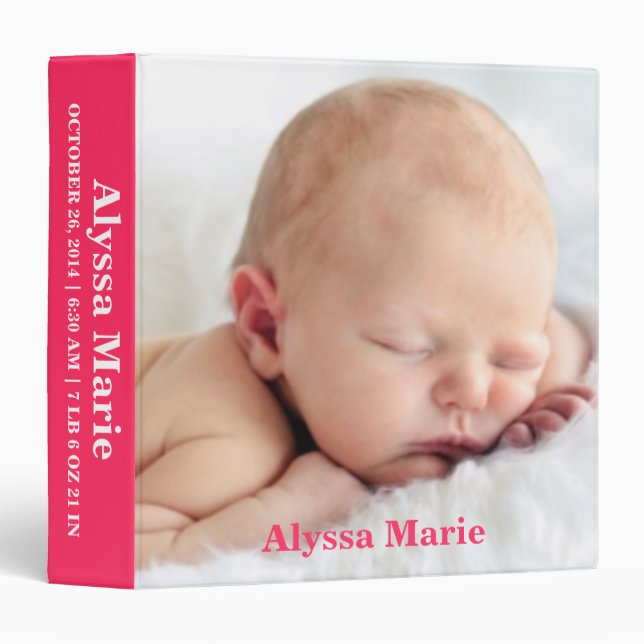 Album de classeur personnalisé par photo rose (Devant/Côté)
