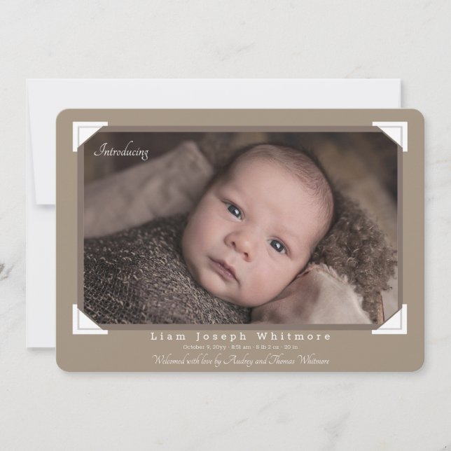 Album Photo Corners Birth Announcement (Front)