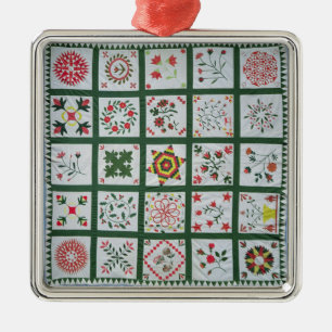 Album quilt with season flowers, 1844 metal ornament