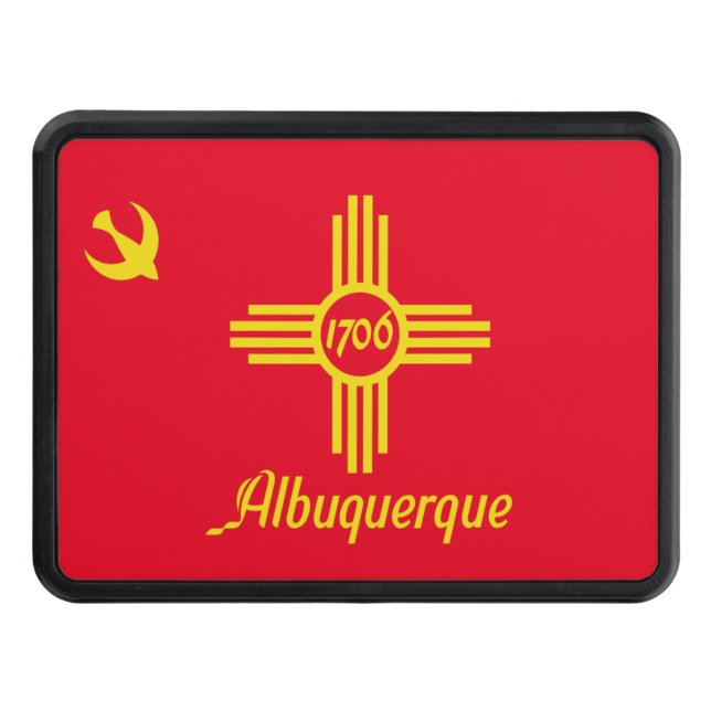 Albuquerque city flag trailer hitch cover (Front)