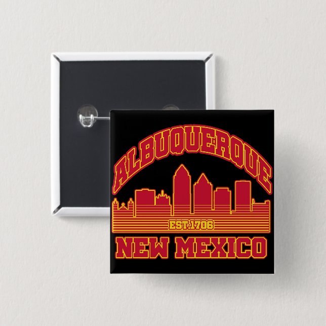 Albuquerque,New Mexico 2 Inch Square Button (Front & Back)
